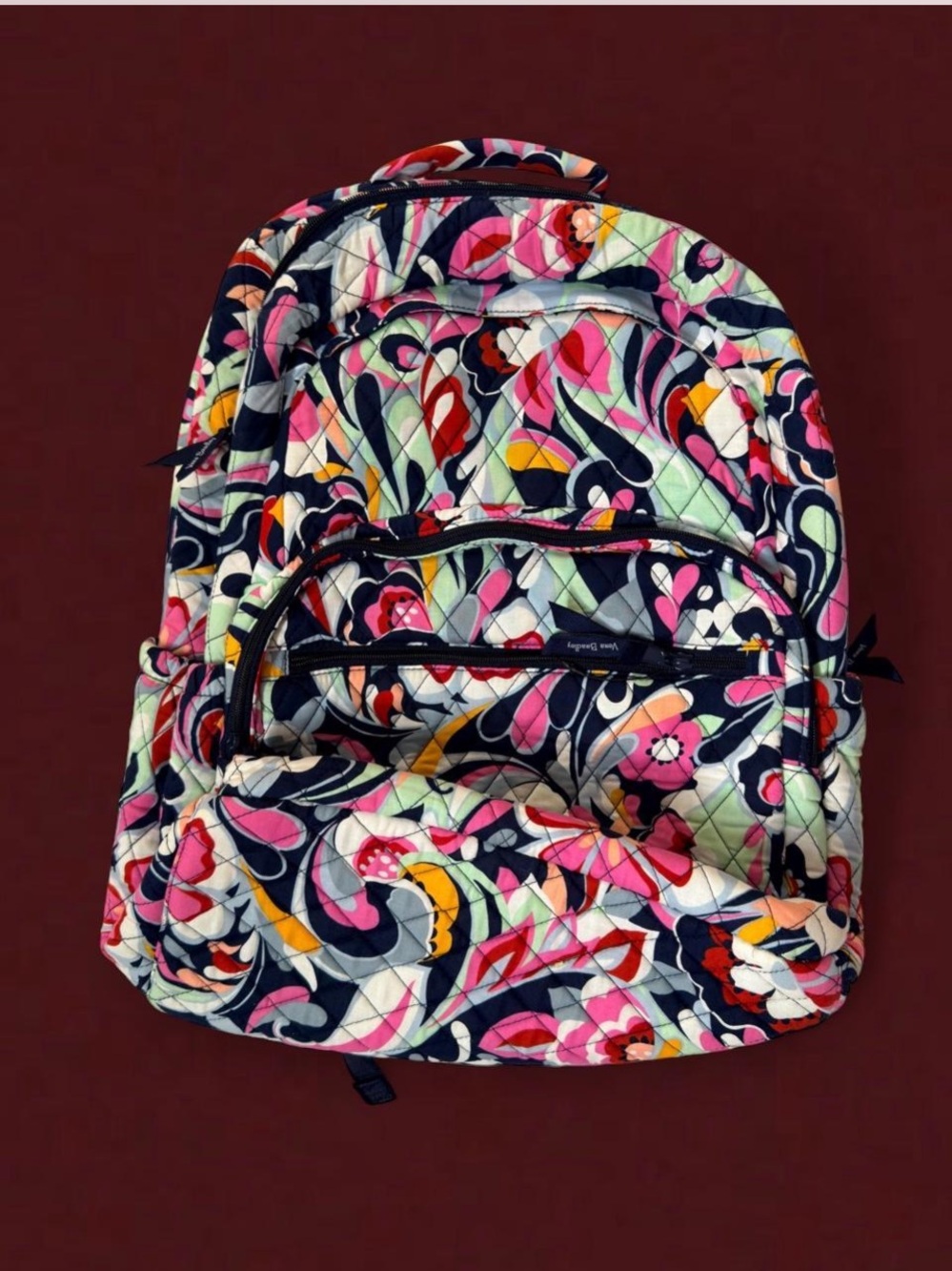 Vera bradley mod paisley Quilted Floral Pattern Backpack in Pink & Navy